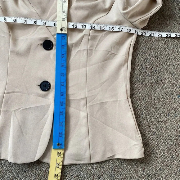 VTG Handmade/Machine Sew Blazer Womens M-L Cream 2 Button Business Suit Jacket - Picture 2 of 6